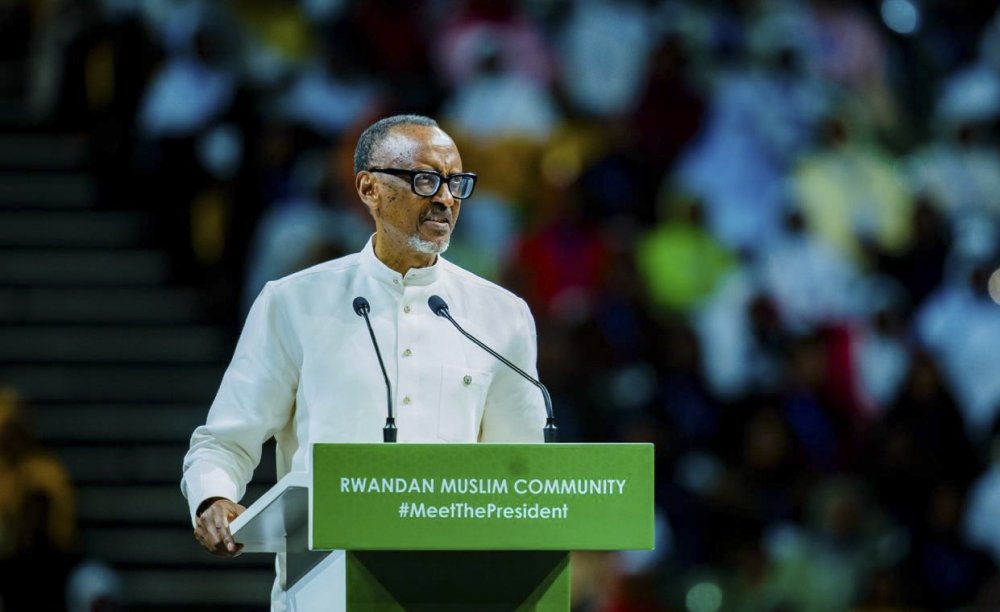 Rwanda President Paul Kagame during a town hall meeting with Muslims