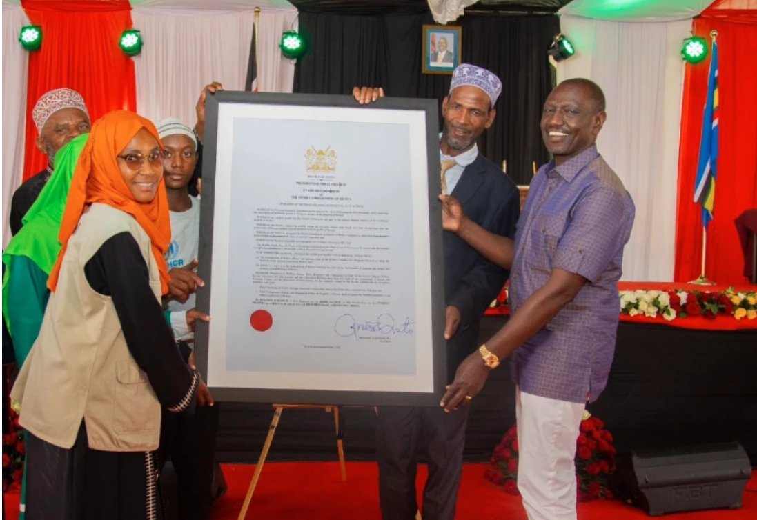 President William Ruto with members of the Pemba community when he awarded them citizenship on July 28, 2023