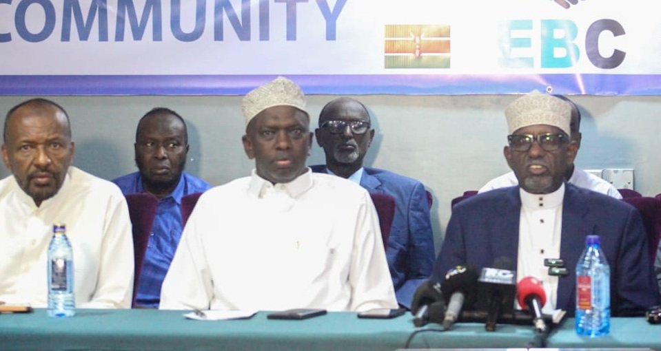 Eastleigh Business Community Chair Ahmed Abdullahi Yare (right), addresses the media on January 13, 2026