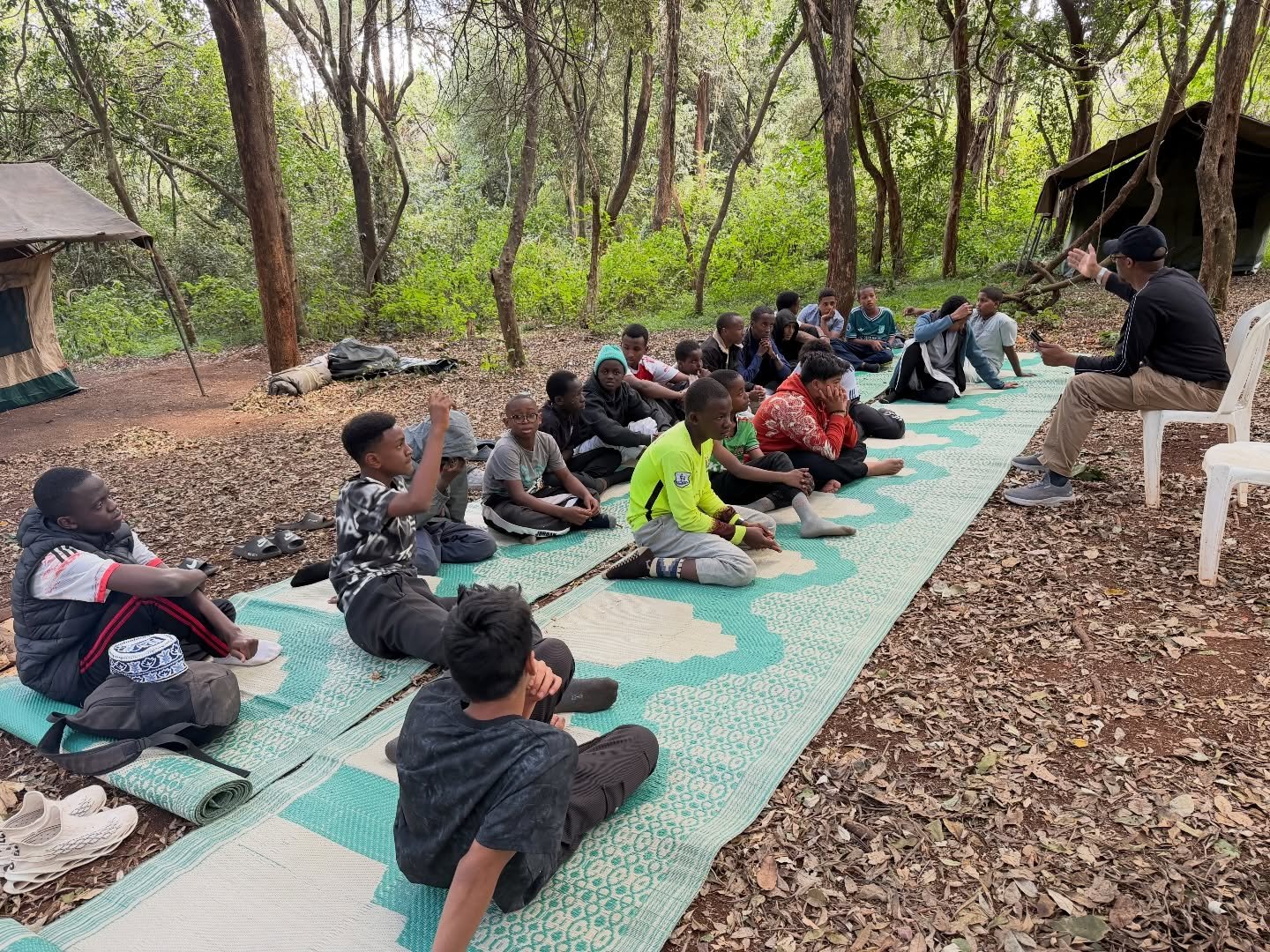 Boys attending a youth camp at Rowallan Camp organised by Jamia Mosque
