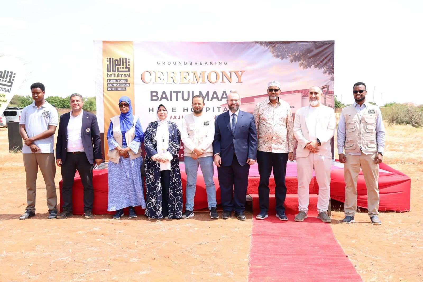 Officials from Baitulmaal International during the breaking ground ceremony of the hospital