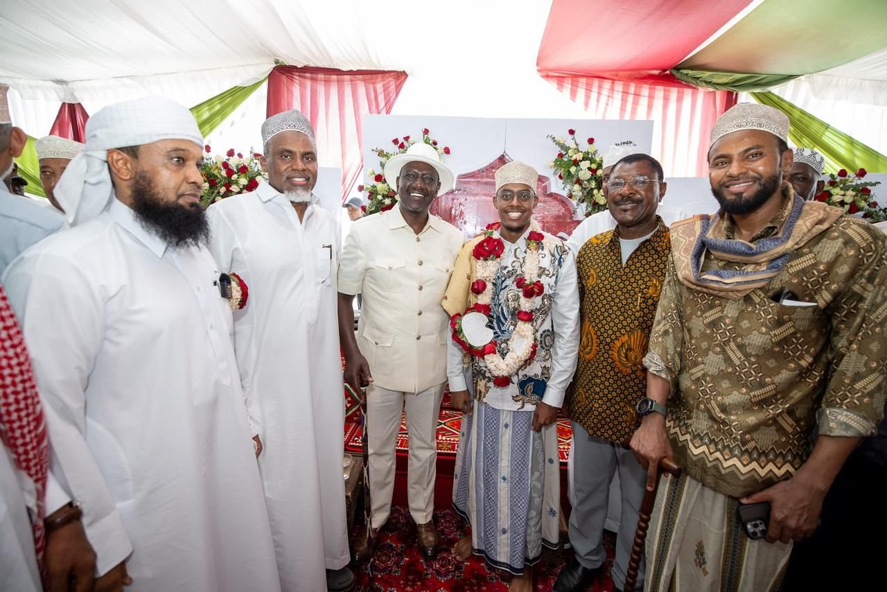 A moment of celebration for Noordin Mohamed with President William Ruto after his Nikah ceremony
