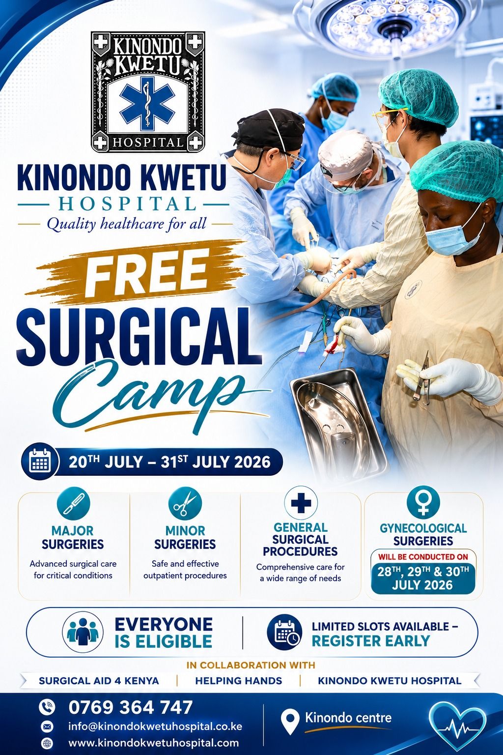 Free Surgical Camp Opens 20th-31st July