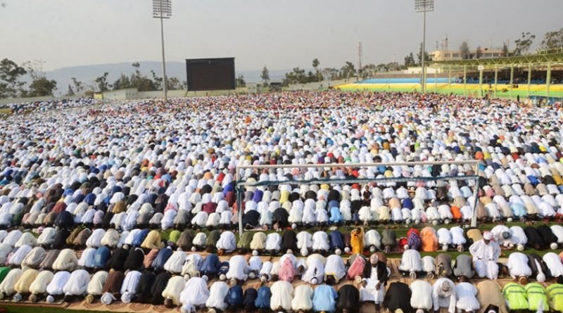 Eid  ul Fitr prayers at the Nyamirambo Stadium in the capital Kigali. 