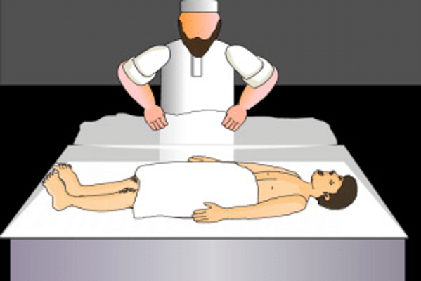 Advice for families on washing, shrouding, funeral, and burial