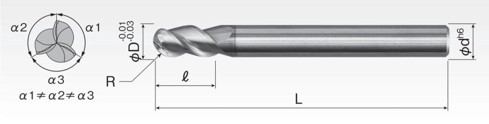 HP Carbide Ball End Mills (3F) HPSBE3H