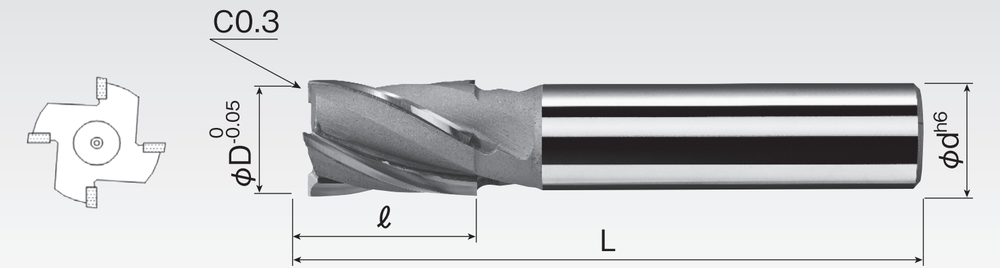 Brazed Square End Mills (4F) BPD4