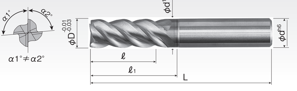 HP Carbide High-Hardness Vibration-Proof End Mills (4F) HPKKS4SH