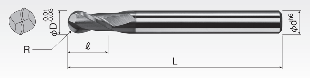 HP Carbide Ball End Mills (2F) HPSBD2H