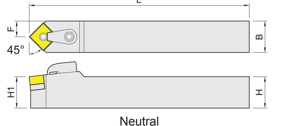 External turning holders for SN.. (SNMG) inserts dimension diagram