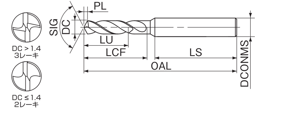 NACHI SG-ESS Stub Drill reference diagram
