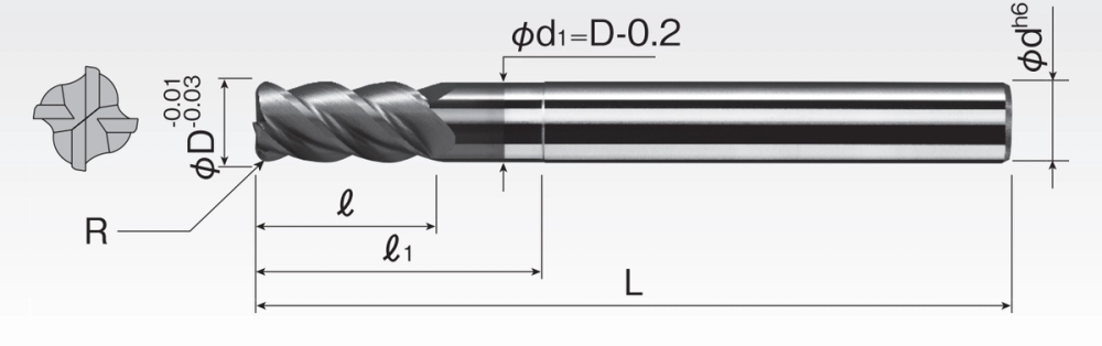 Carbide Go-Riki Corner-Radius End Mills (4F) SCE4A