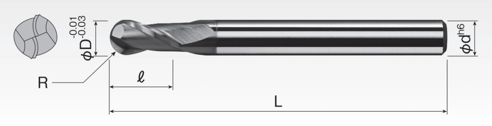 SP Carbide Ball End Mills (2F) SPSBD2A