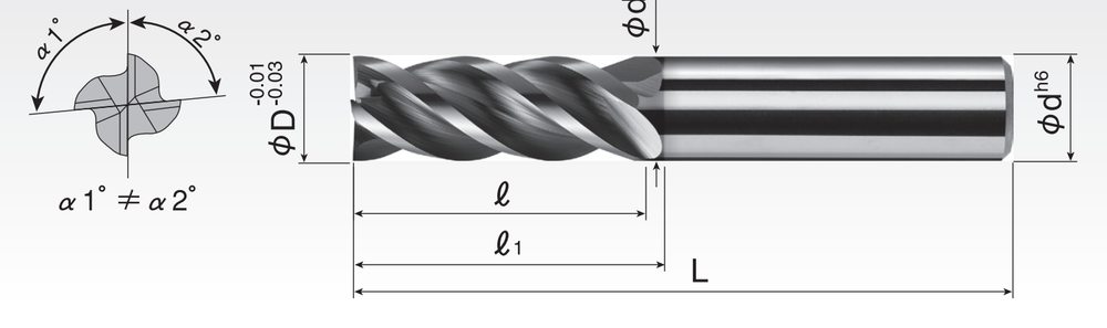 HP Carbide Vibration-Proof End Mills (4F) HPSUS4SH
