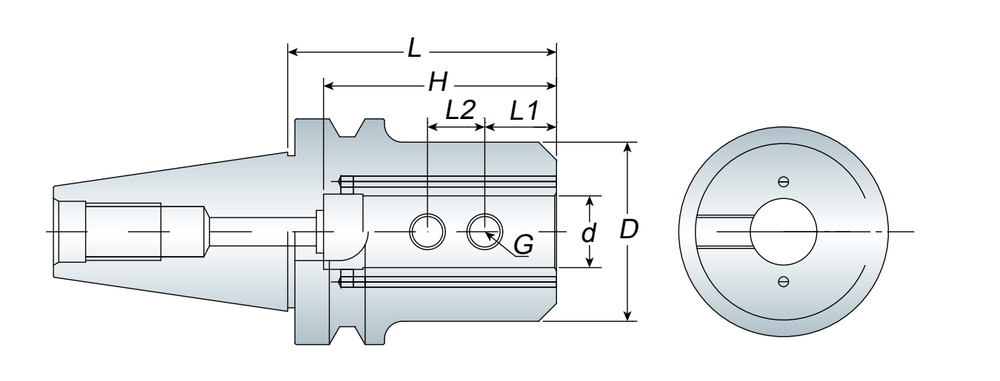 Annway SLC End Mill Holder (Jet Through Coolant Type) dimension diagram