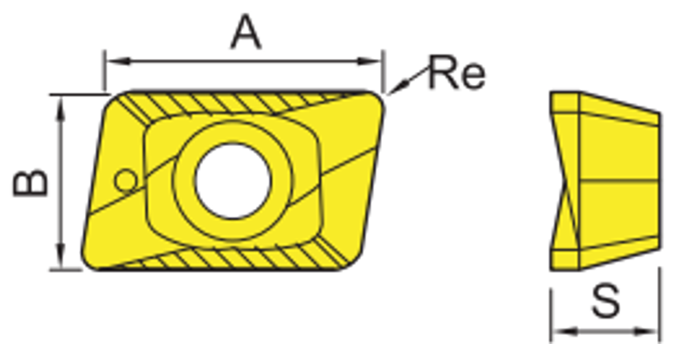 XOMT Indexable Milling Insert dimension diagram