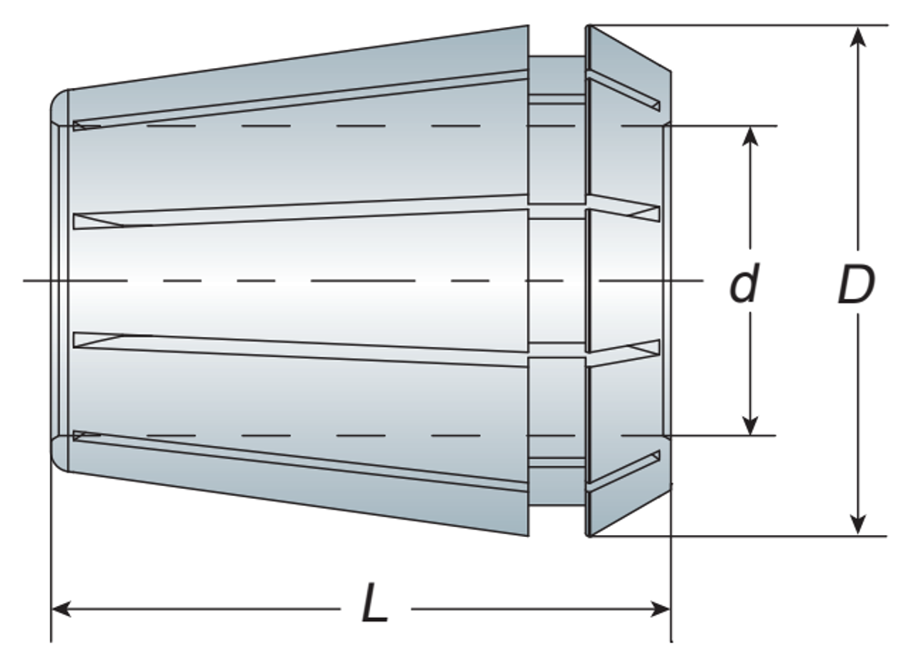 ER Spring Collets dimension diagram