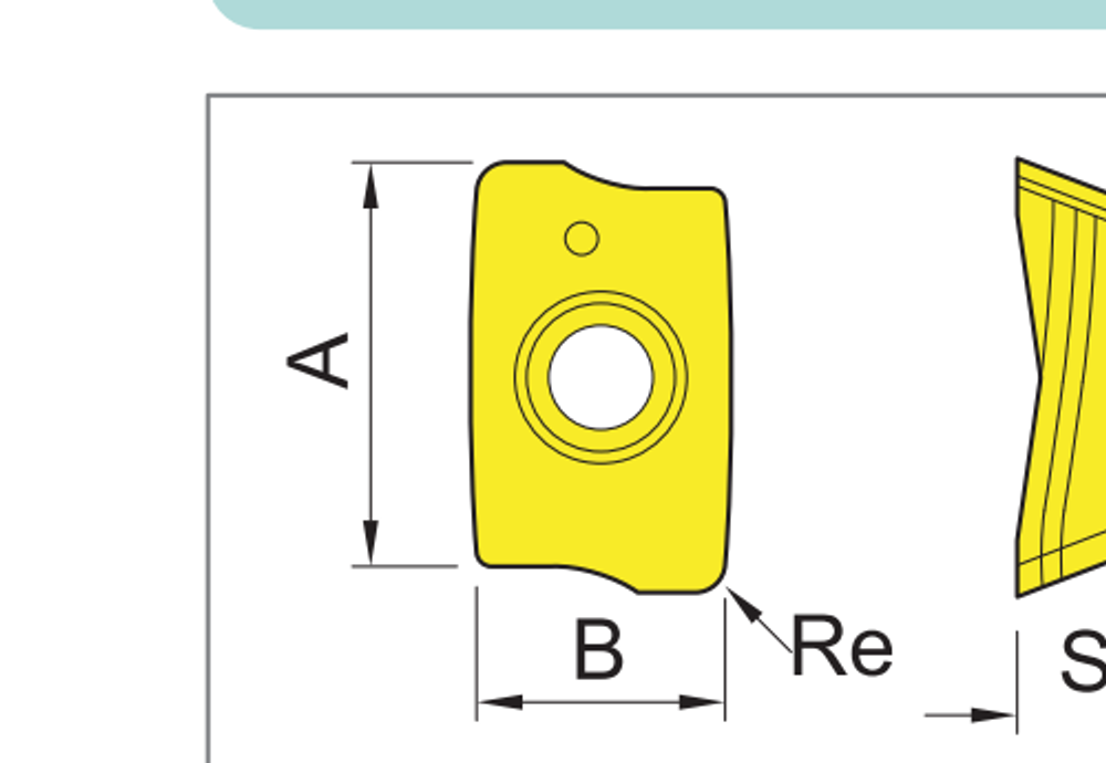 R390 Indexable Milling Insert dimension diagram