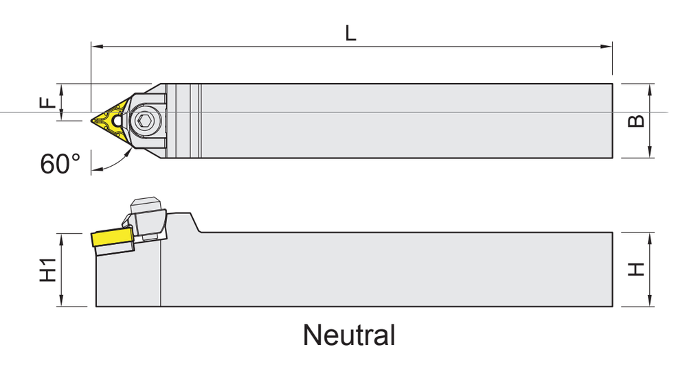 External turning holders for TN.. (TNMG) inserts dimension diagram