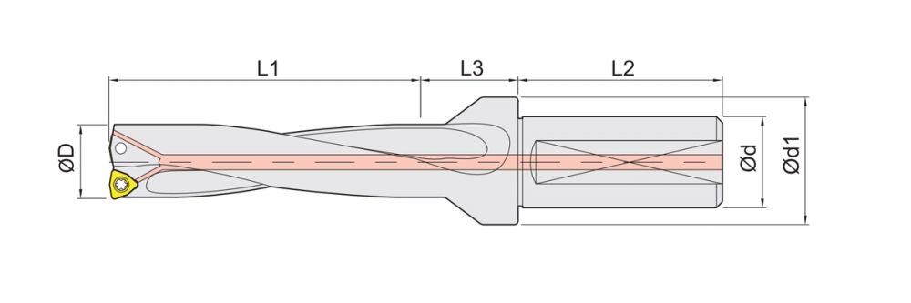 Shangin DW Indexable U-Drill (Holder) dimension diagram