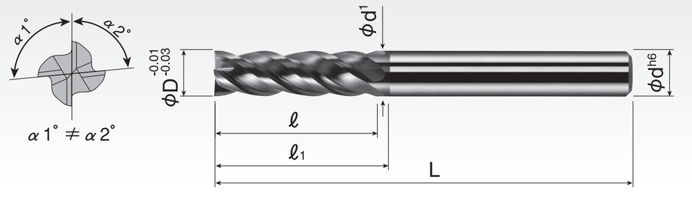 HP Carbide Vibration-Proof End Mills (4F) HPSUS4MH