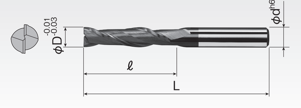 Carbide Square End Mills (2F) SED2L