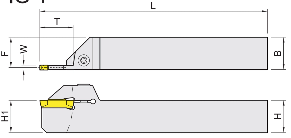 Shangin MGEH/MGFH Grooving & Parting Toolholder dimension diagram