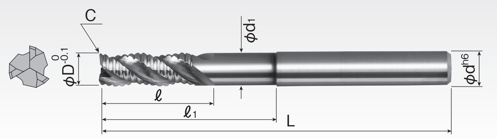 Aluminum Zakkuri Roughing End Mills (3F) SRE3ZLD