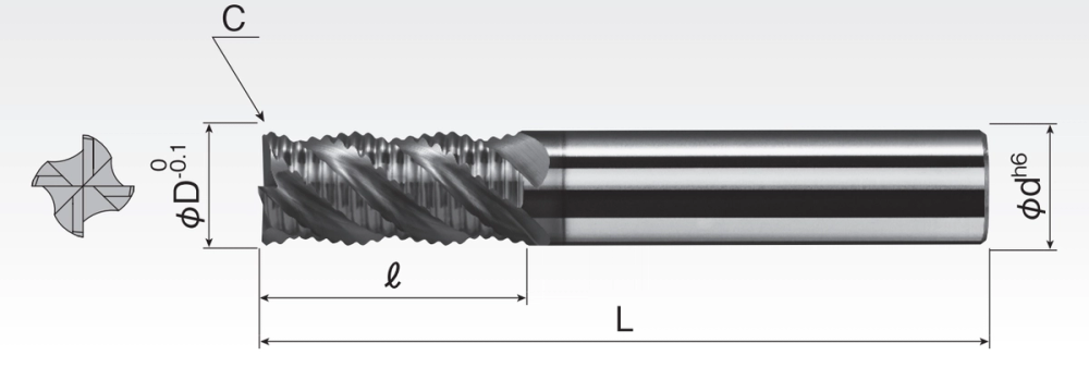 Carbide Go-Riki Roughing End Mills (4F) SRE4GA