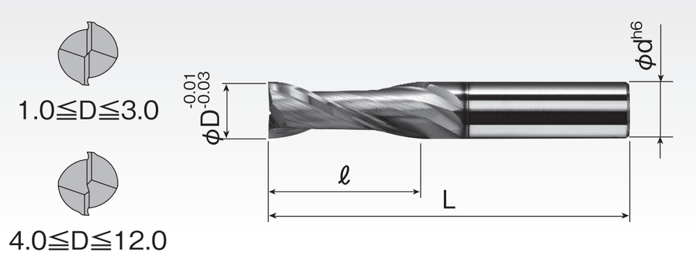 Aluminum Square End Mills (2F) SAD2