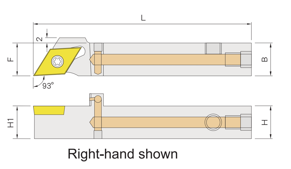 Coolant-Through External Holders (DC/VB) dimension diagram