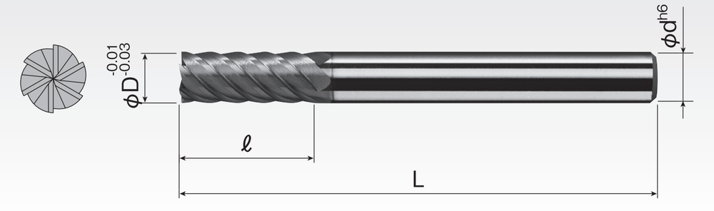 Hard Carbide Square End Mills (4/6F) SHE4H-2