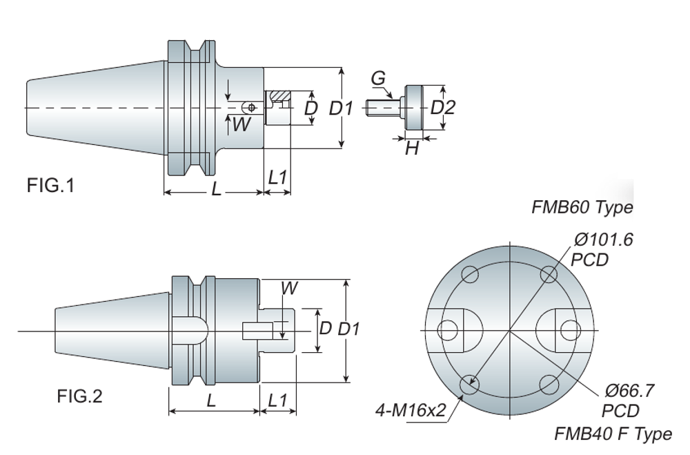 Annway FMB Face Mill Holder dimension diagram