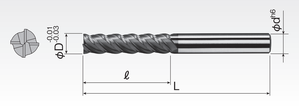 Carbide High-Helical End Mills (4F) SEE4LA