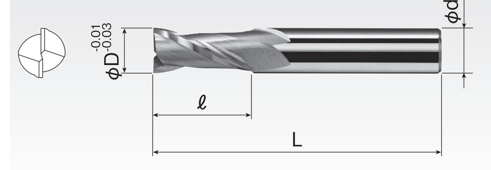 Carbide Square End Mills (2F) SED2A-1