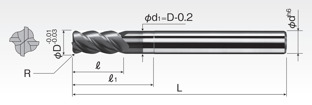 HP High-Hardness Corner-Radius End Mills HPSCE4H