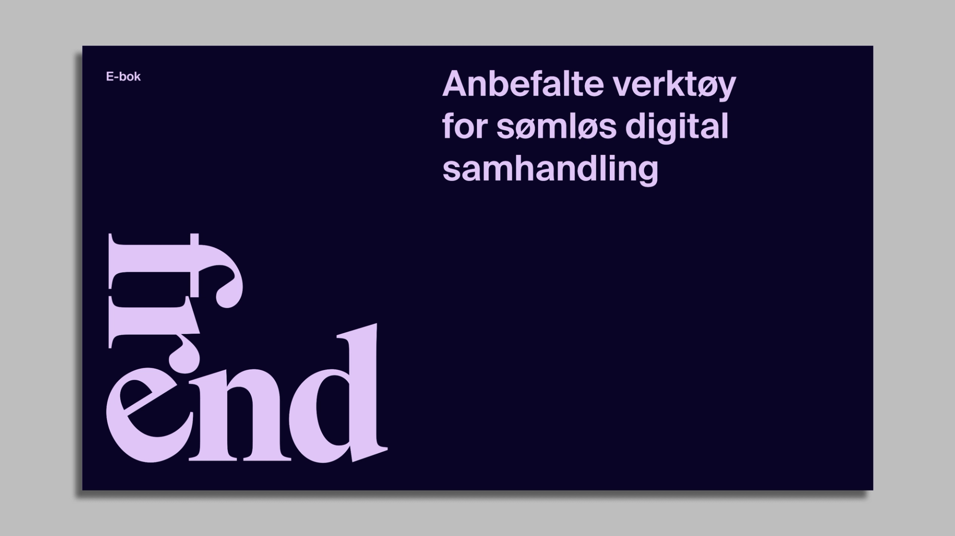 E-bokforside med tittelen "Anbefalte verktøy for sømløs digital samhandling" i lilla tekst på mørk bakgrunn.