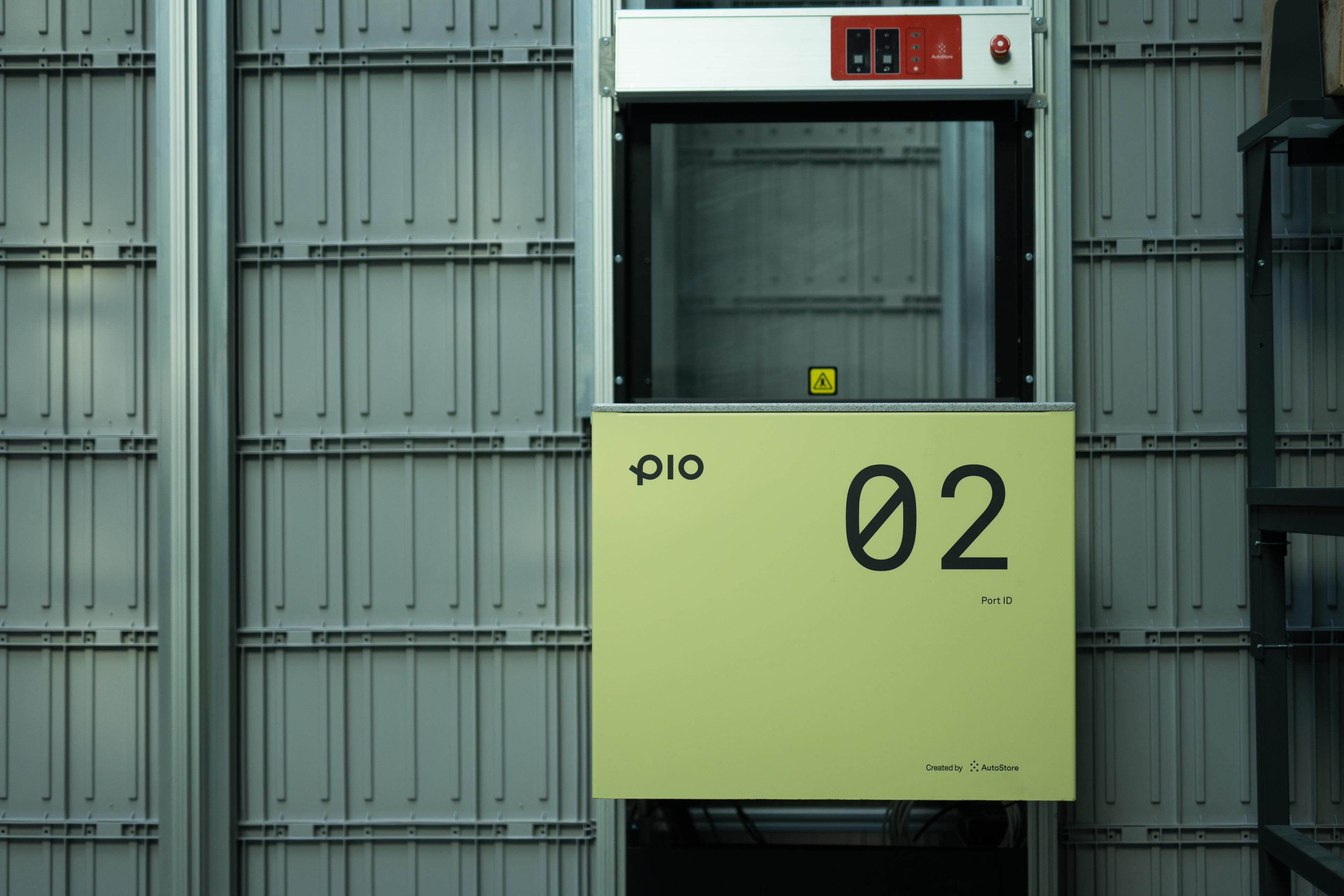 A Pio port is where the workers can pick the orders from the different bins presented by the automated robots