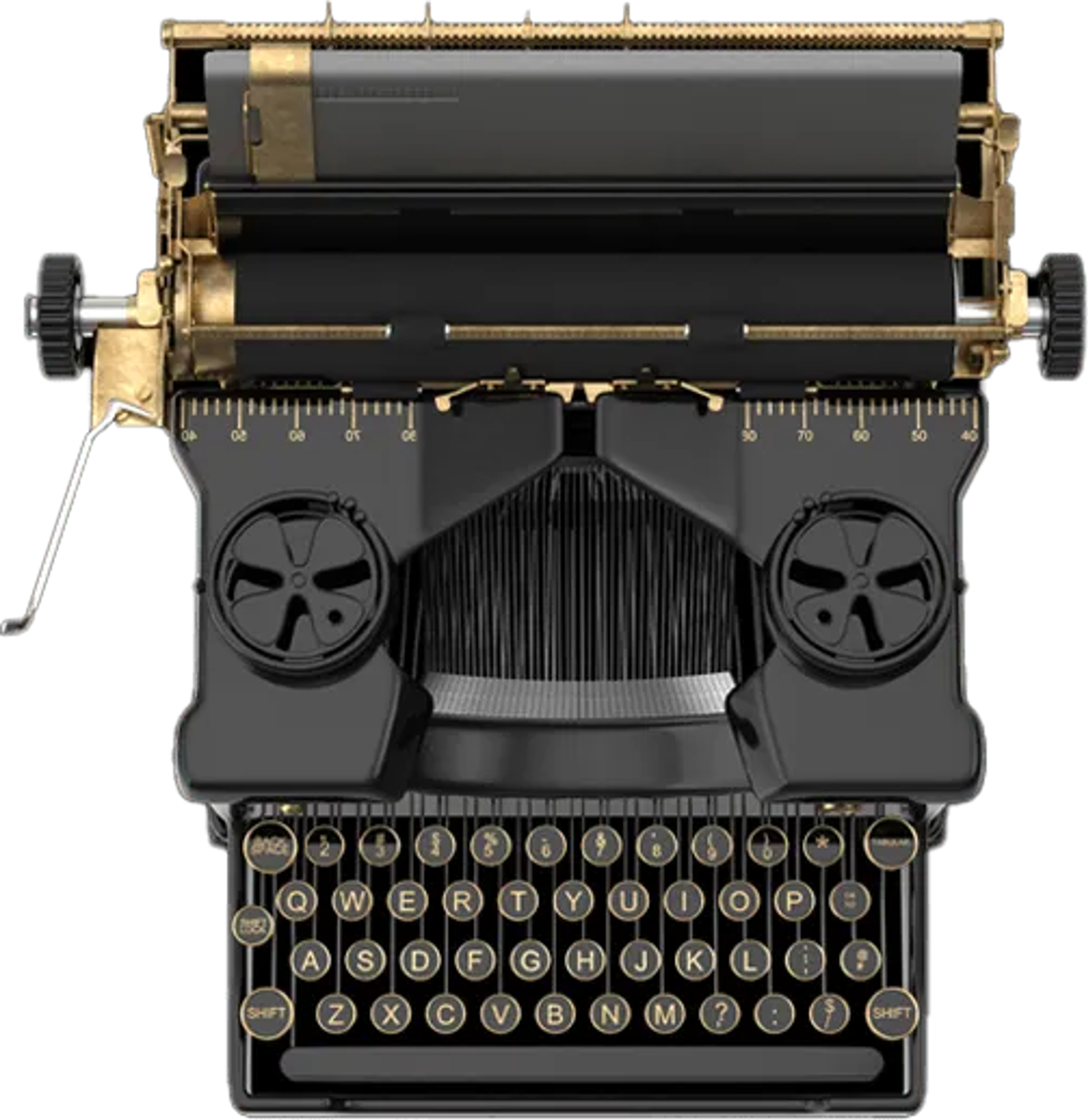 A vintage typewriter seen from above.