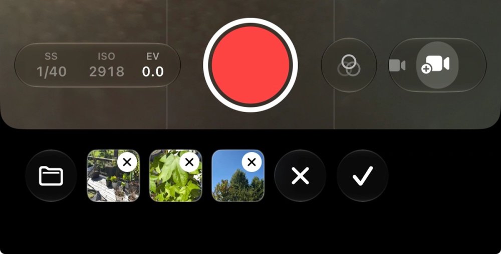 Project camera controls with three recorded take thumbnails and discard and finish actions.