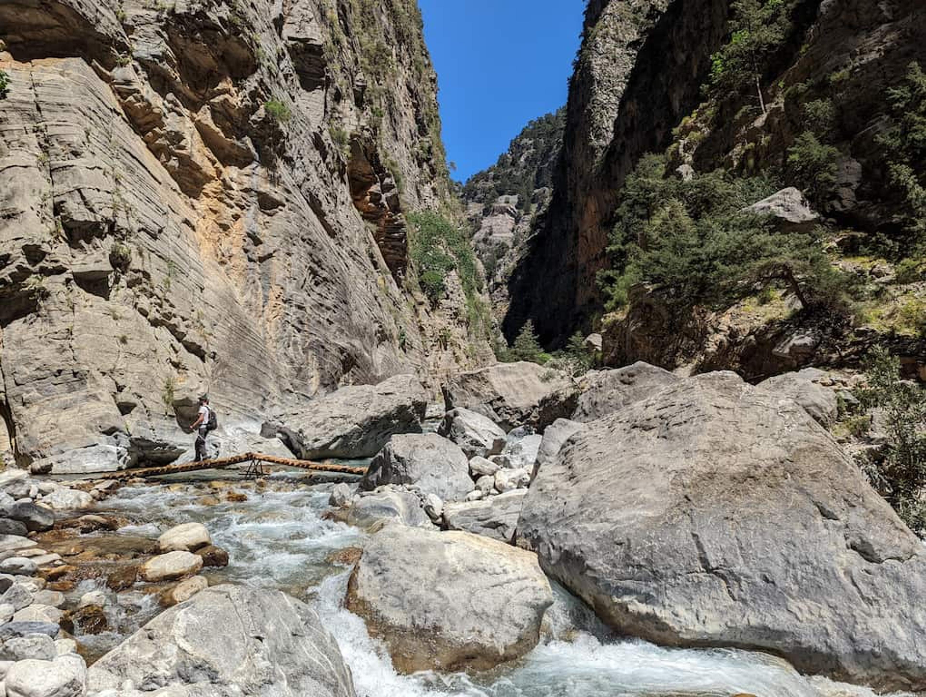 crossing the river in the deepest part of the gorge