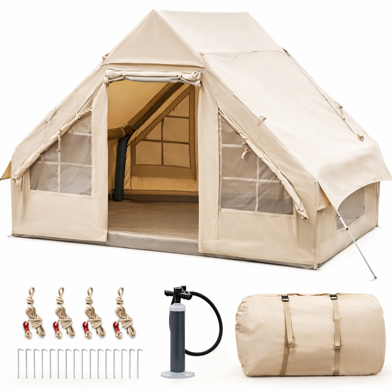 Inflatable Camping Tent with Pump, Glamping Tents & Easy Setup
