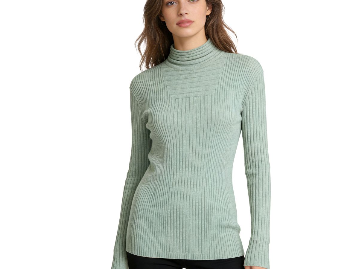 Mint Green Turtleneck Ribbed Knitted Base Layer