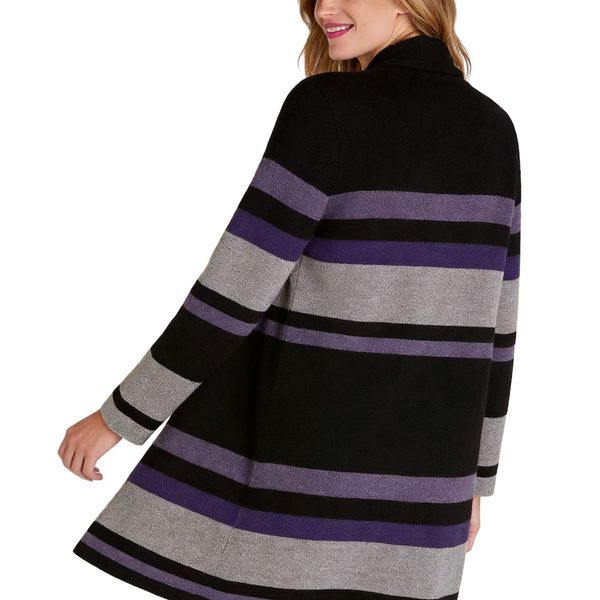 s110Purple Stripe Open Cardigan Coat 3