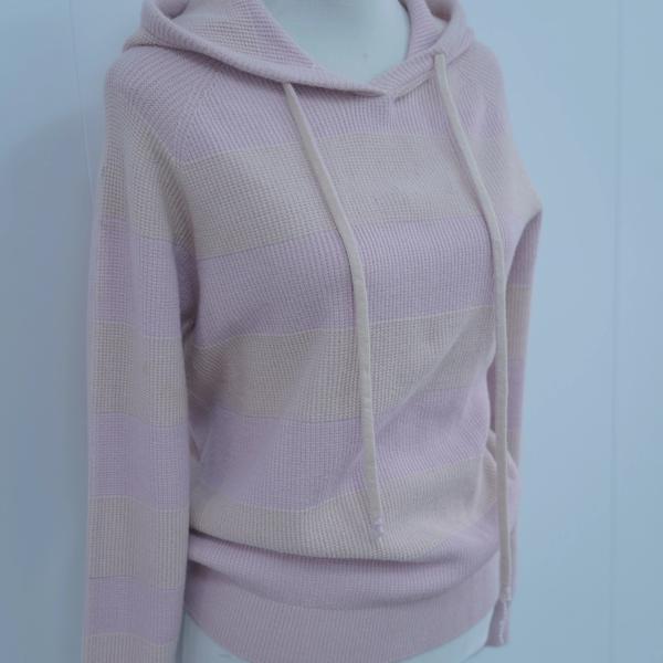 s017Pink & Apricot Striped Hooded Knit Sweatshirt 4