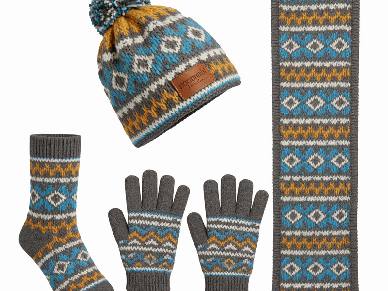 Geometric Fair Isle Knit 4-Piece Winter Set