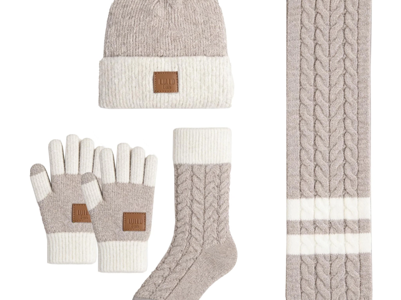 Cable Knit Color Block 4-Piece Winter Set