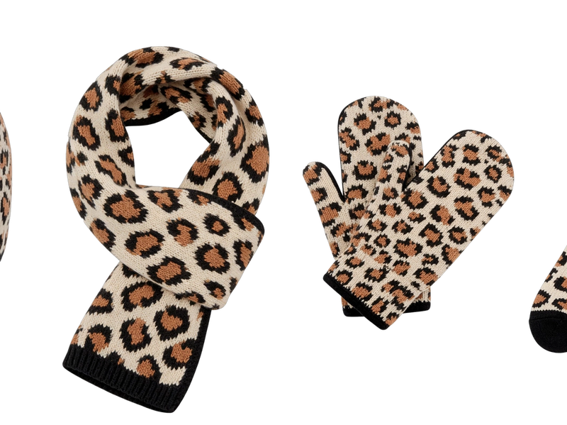 Leopard Print Earflap 4-Piece Winter Set