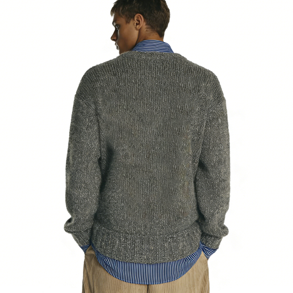 m025Fluffy Fox Applique V-Neck Knit Sweater 3