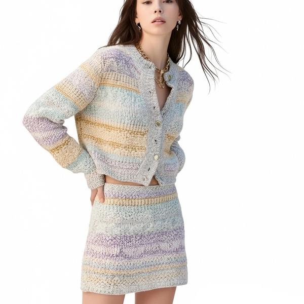 s086Macaron Color-Block Striped Knit Set 2